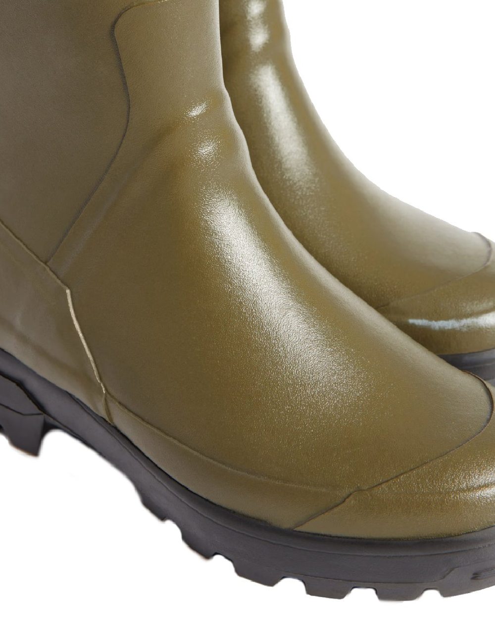 Khaki coloured Aigle Benyl Wellington Boots on white background