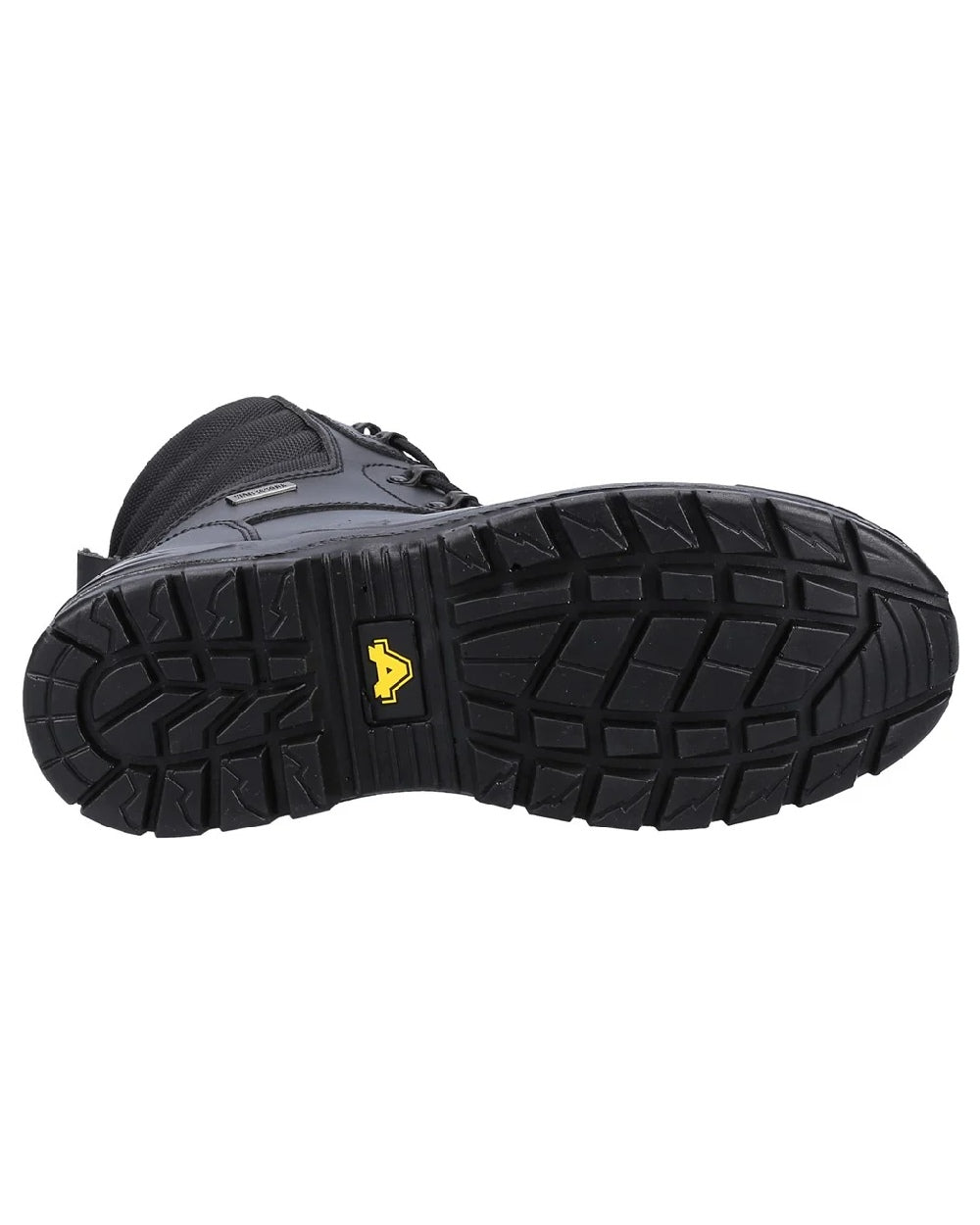 Black coloured Amblers Safety AS240 Waterproof S3 SRC Safety Boots on white background
