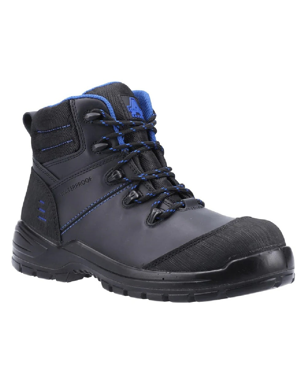 Black coloured Amblers Safety AS308C Waterproof Safety Boots on white background