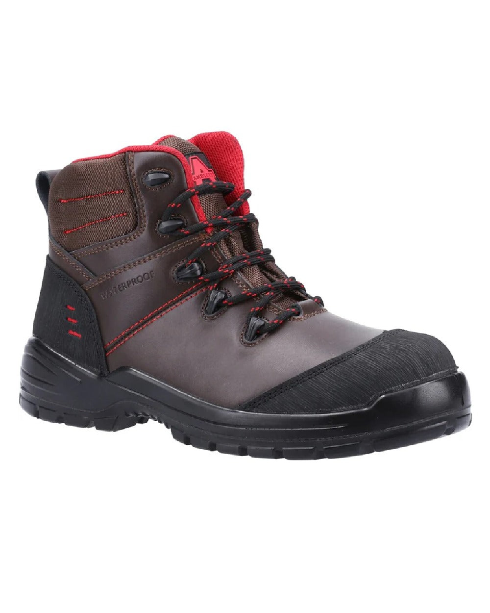 Brown coloured Amblers Safety AS308C Waterproof Safety Boots on white background