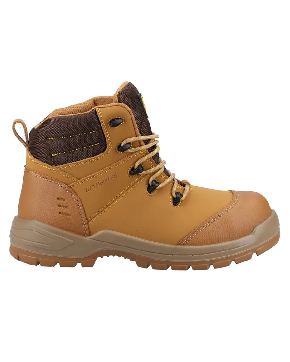 Honey coloured Amblers Safety AS308C Waterproof Safety Boots on white background