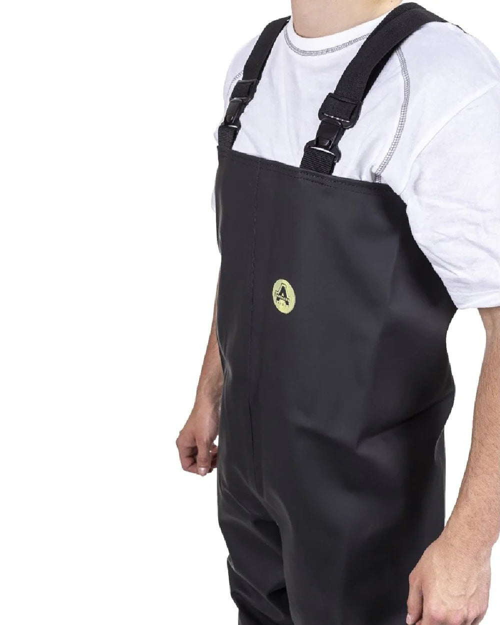 Black Coloured Amblers Safety Danube S5 SRA Chest Safety Waders on white background