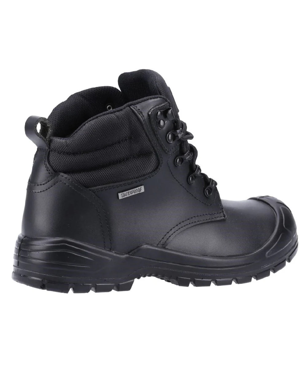 Black coloured Amblers Safety Mens AS241 Waterproof S3 SRC Safety Boots on white background