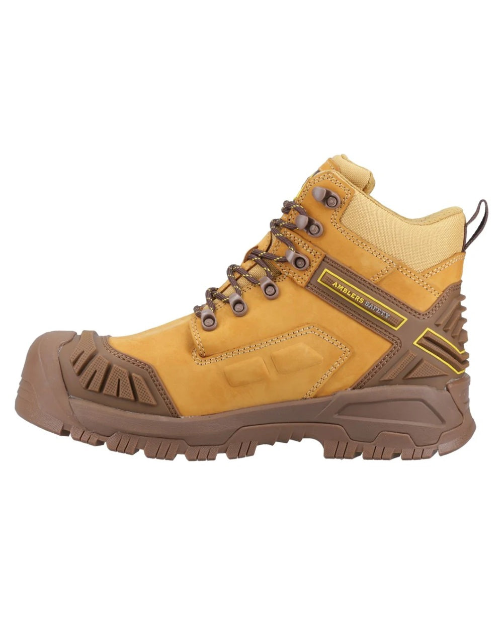 Honey coloured Amblers Safety Mens AS960C Ignite S7S SR Waterproof Safety Boots on white background