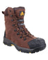 Brown Coloured Amblers Safety Mens AS995 Pillar S3 SRC Hi Leg Waterproof Safety Boots on white background