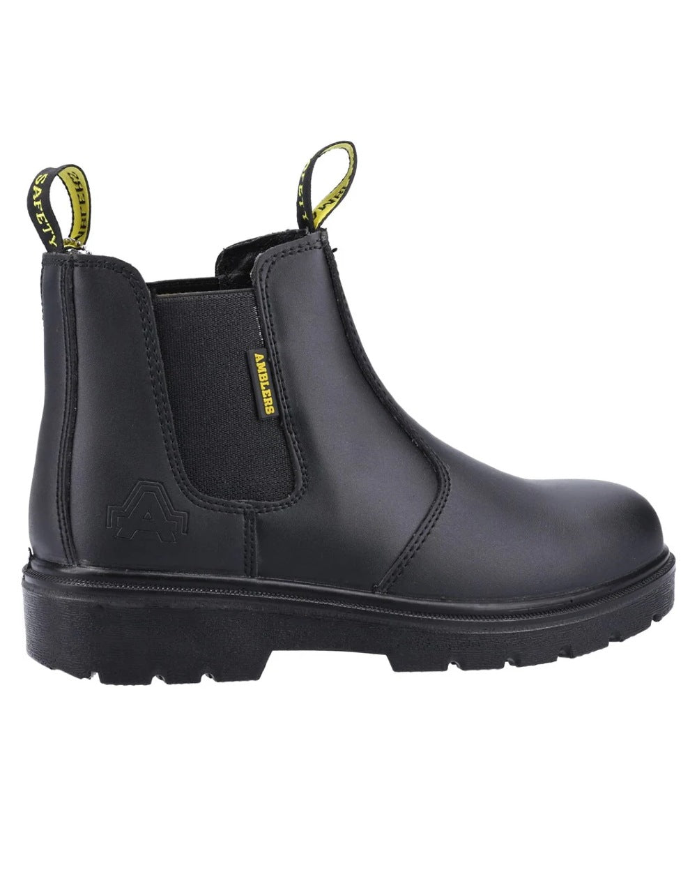 Black Coloured Amblers Safety Mens FS116 Hardwearing SRC Safety Dealer Boots on white background