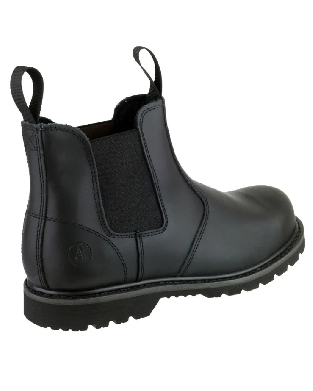 Black Coloured Amblers Safety Mens FS5 Goodyear Welted SRA Safety Dealer Boots on white background