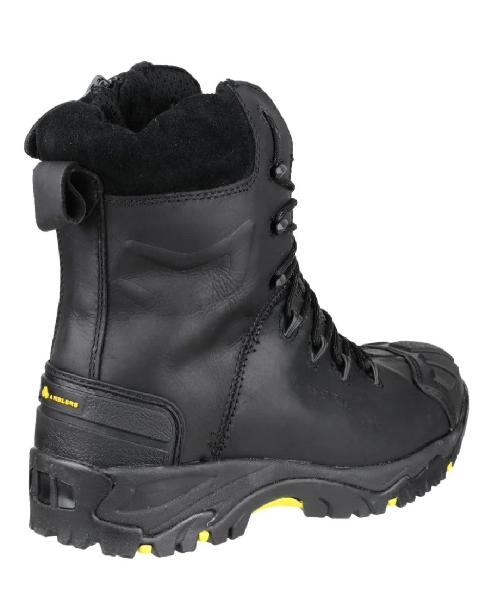 Black coloured Amblers Safety Mens FS999 Waterproof S3 SRC Safety Boots on white background