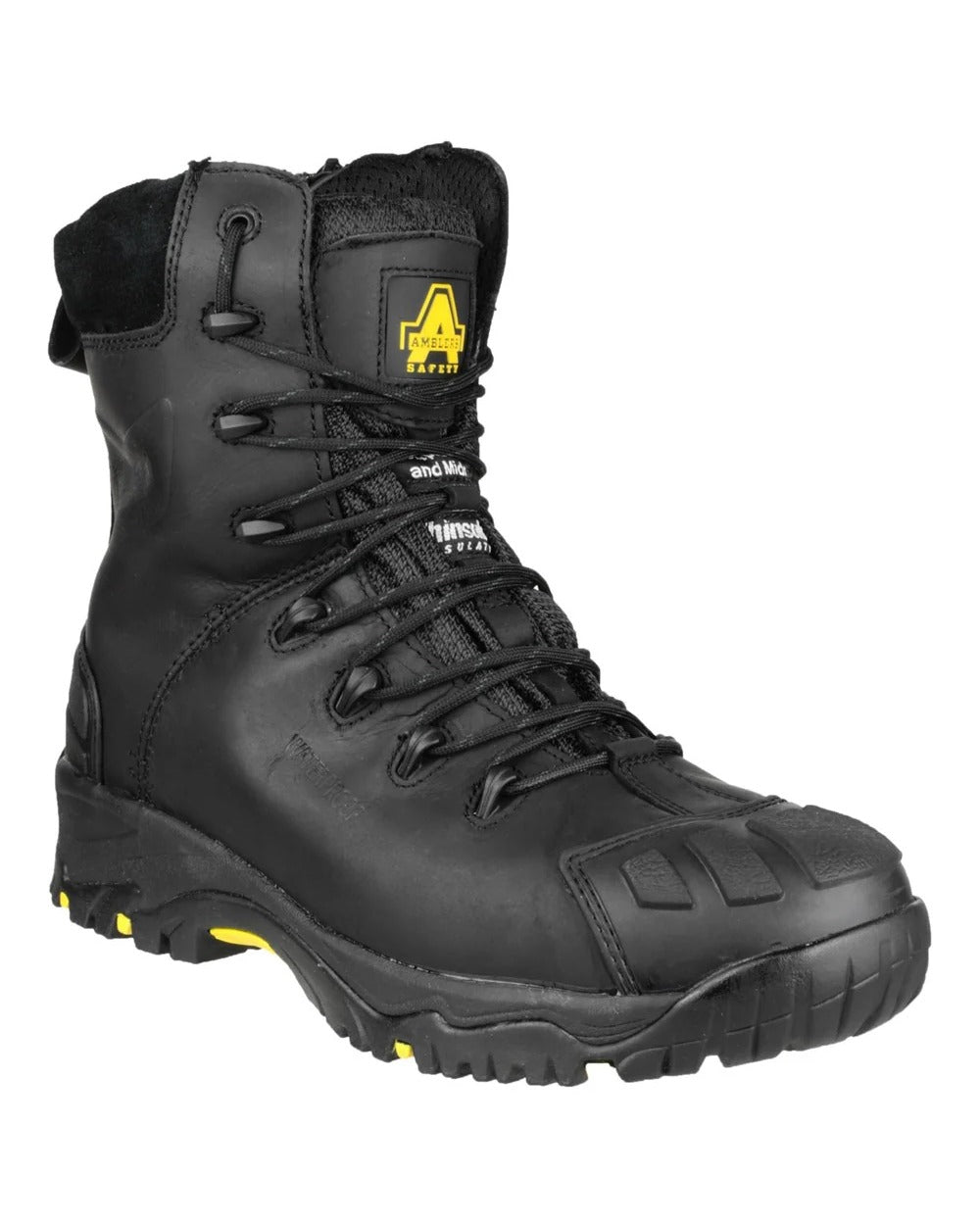 Black coloured Amblers Safety Mens FS999 Waterproof S3 SRC Safety Boots on white background