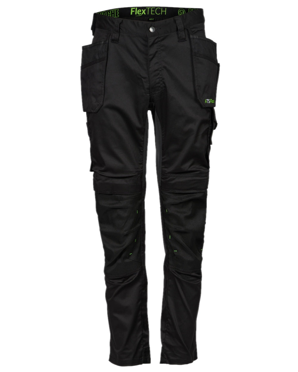 Black Coloured Apache Mens Bancroft Slim Fit Stretch Holster Trousers on white background