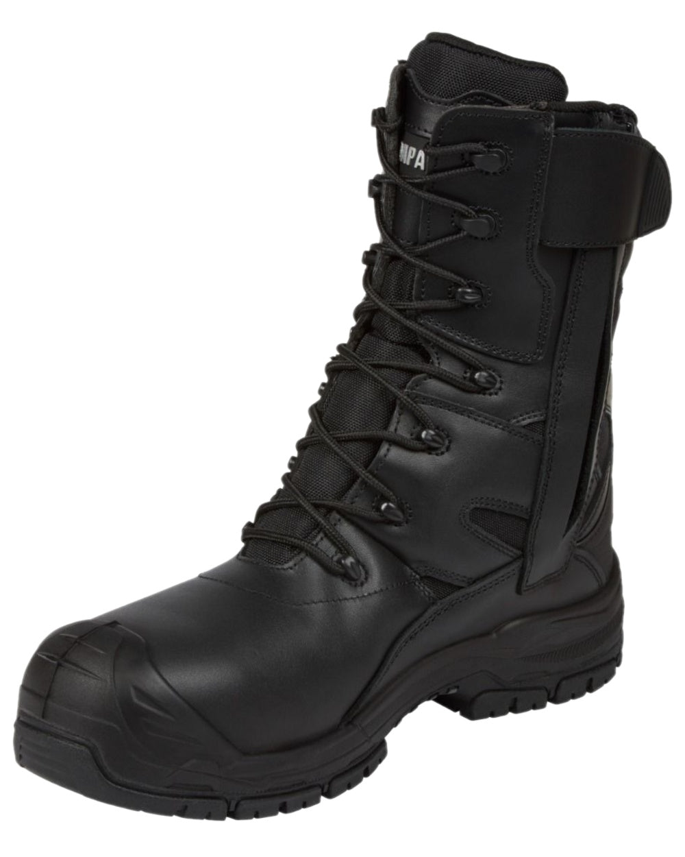 Black Coloured Apache Mens Combat High Leg Waterproof Safety Boots on white background