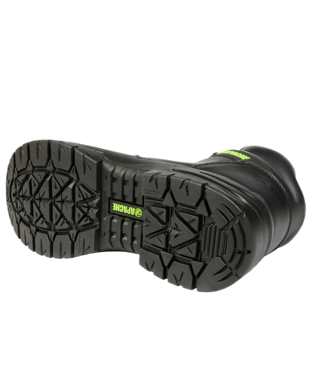 Black Coloured Apache Mens Edmonton Recycled Leather Safety Boots on white background