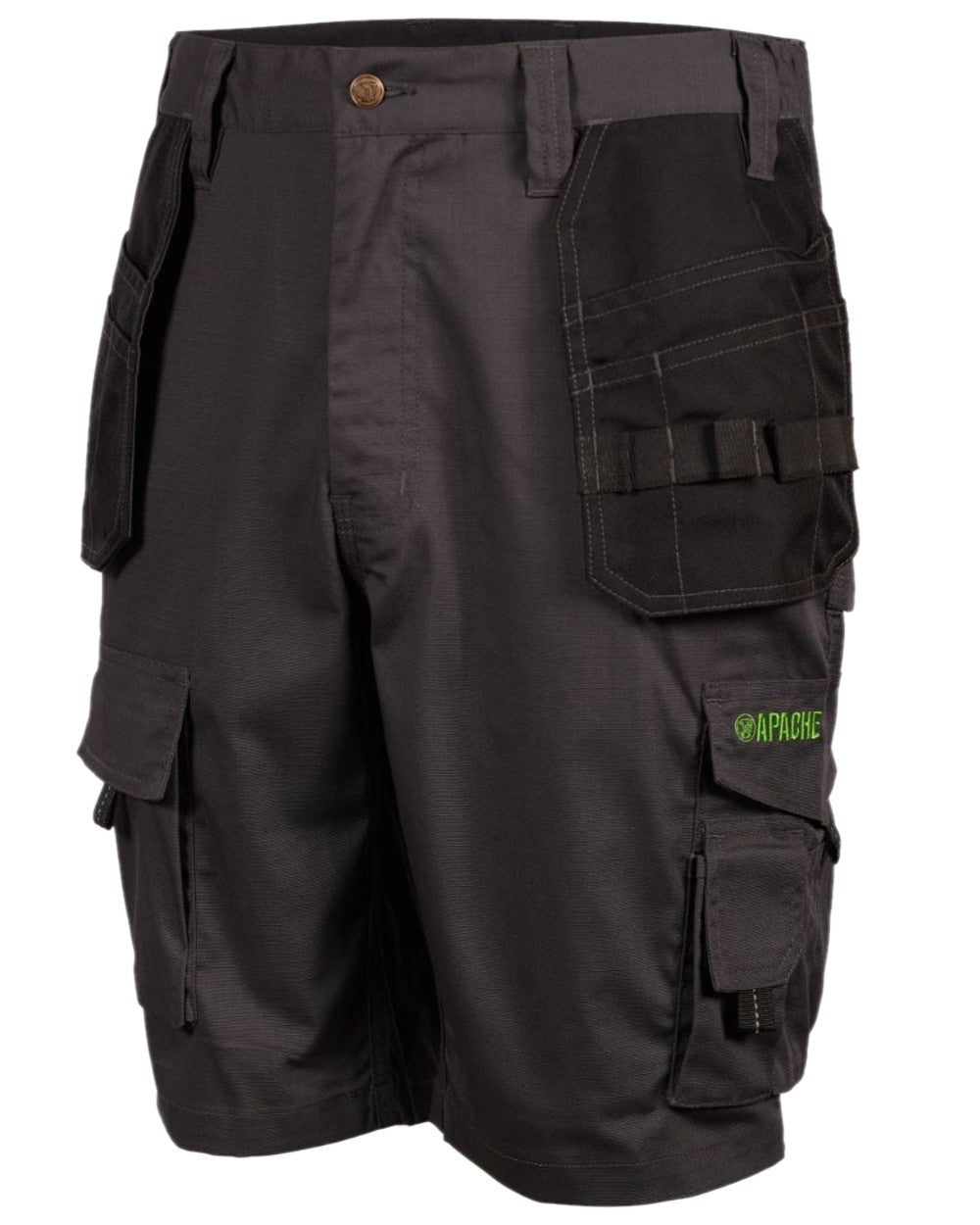 Grey Coloured Apache Mens Holster Pocket Shorts on white background