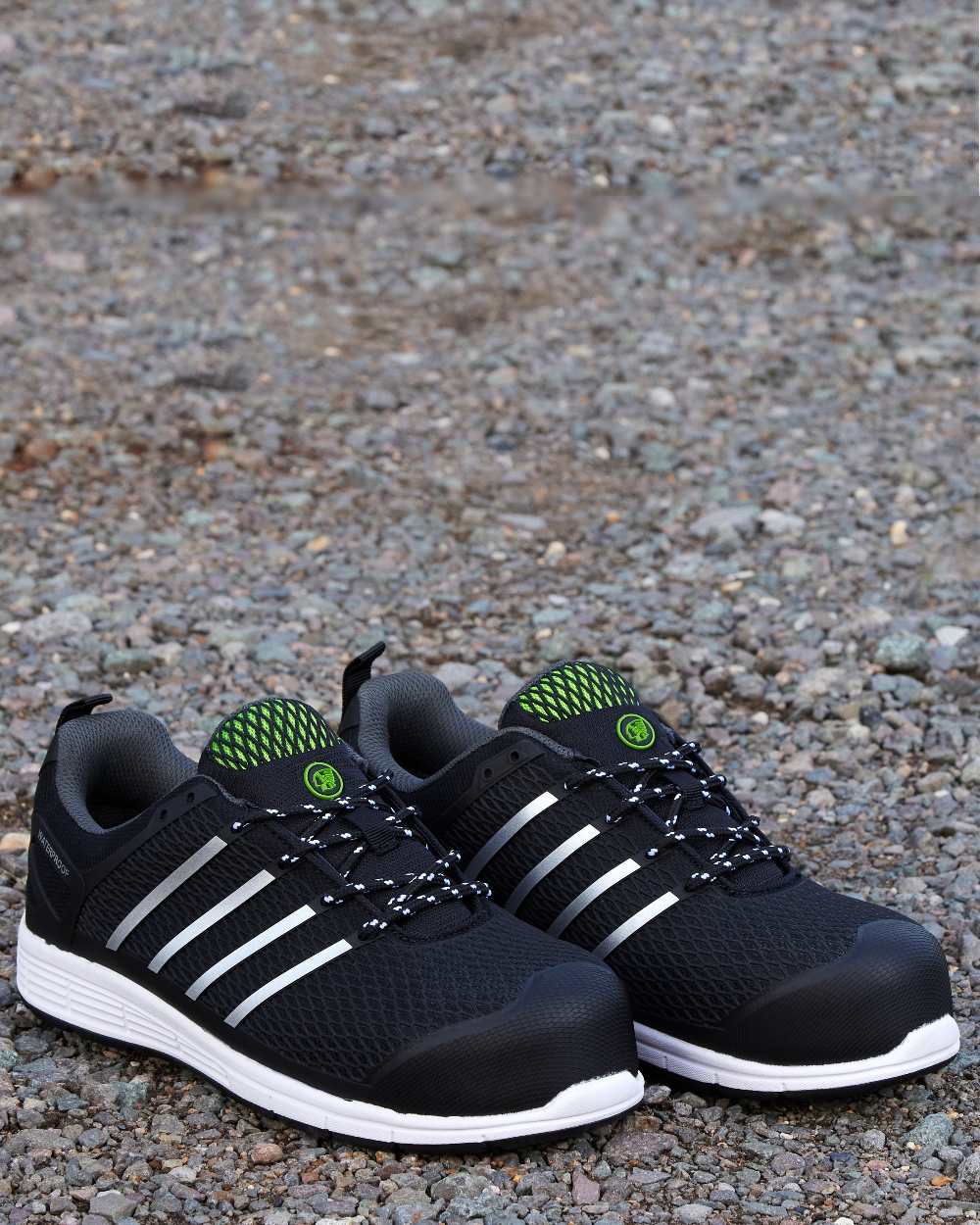 Black Coloured Apache Mens Motion Waterproof Sports Trainer Shoes on outdoor background