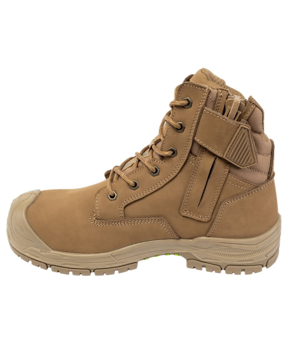 Stone Coloured Apache Mens Outback Water Resistant Side Zip Boots With HI & CI on white background