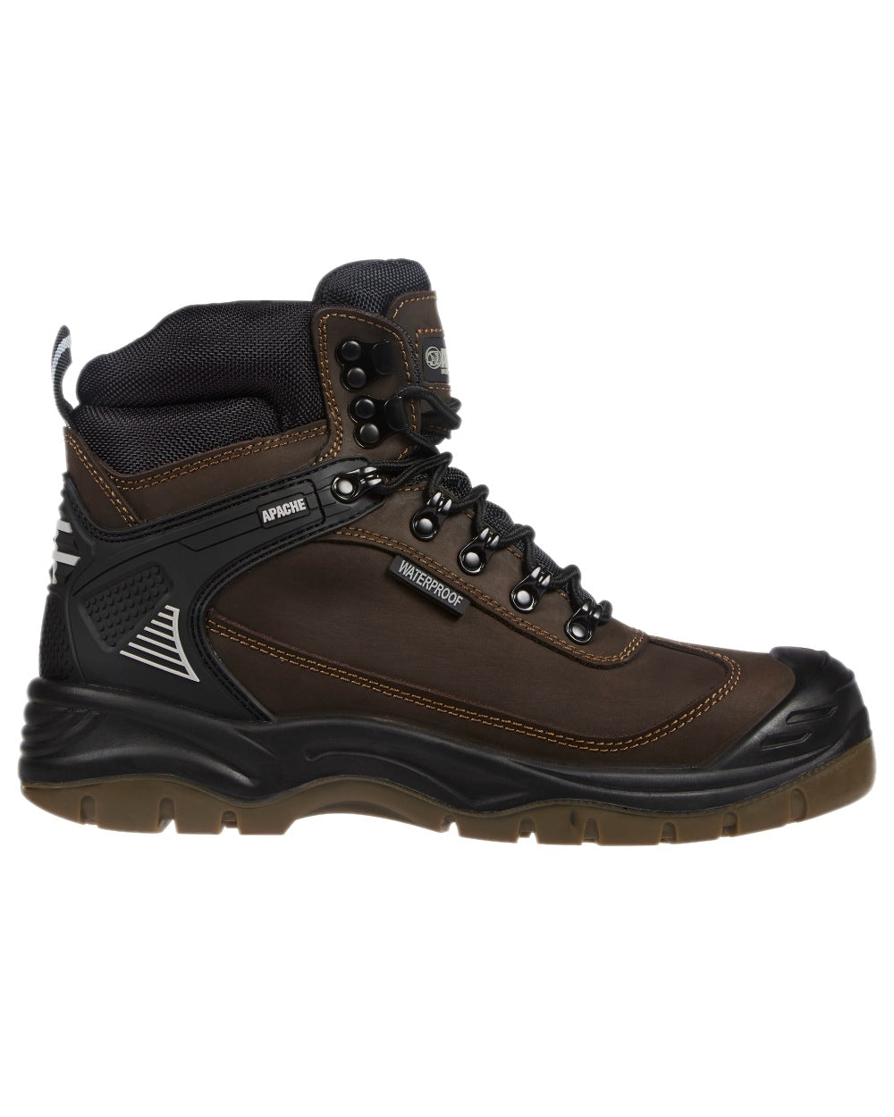 Brown Coloured Apache Mens Ranger Waterproof Safety Hikers on white background