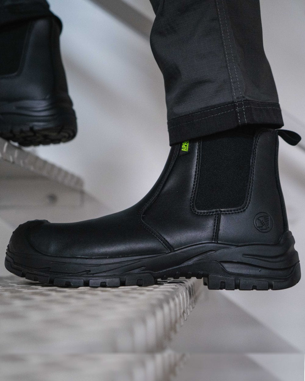 Black Coloured Apache Mens Brooks Recycled Leather Dealer Boots on outdoor background