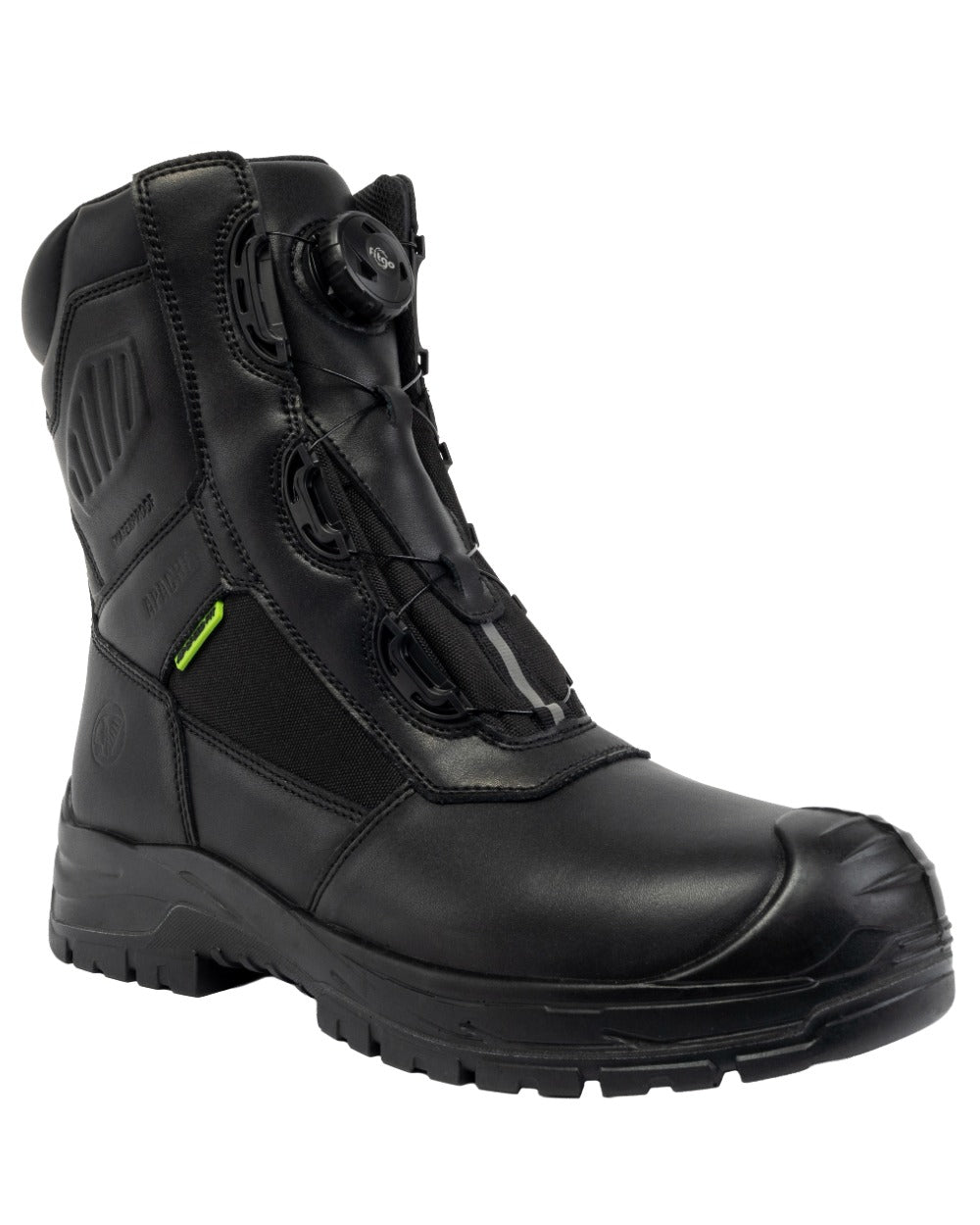 Black Coloured Apache Mens Richmond GRS Recycled Combat Boots on white background