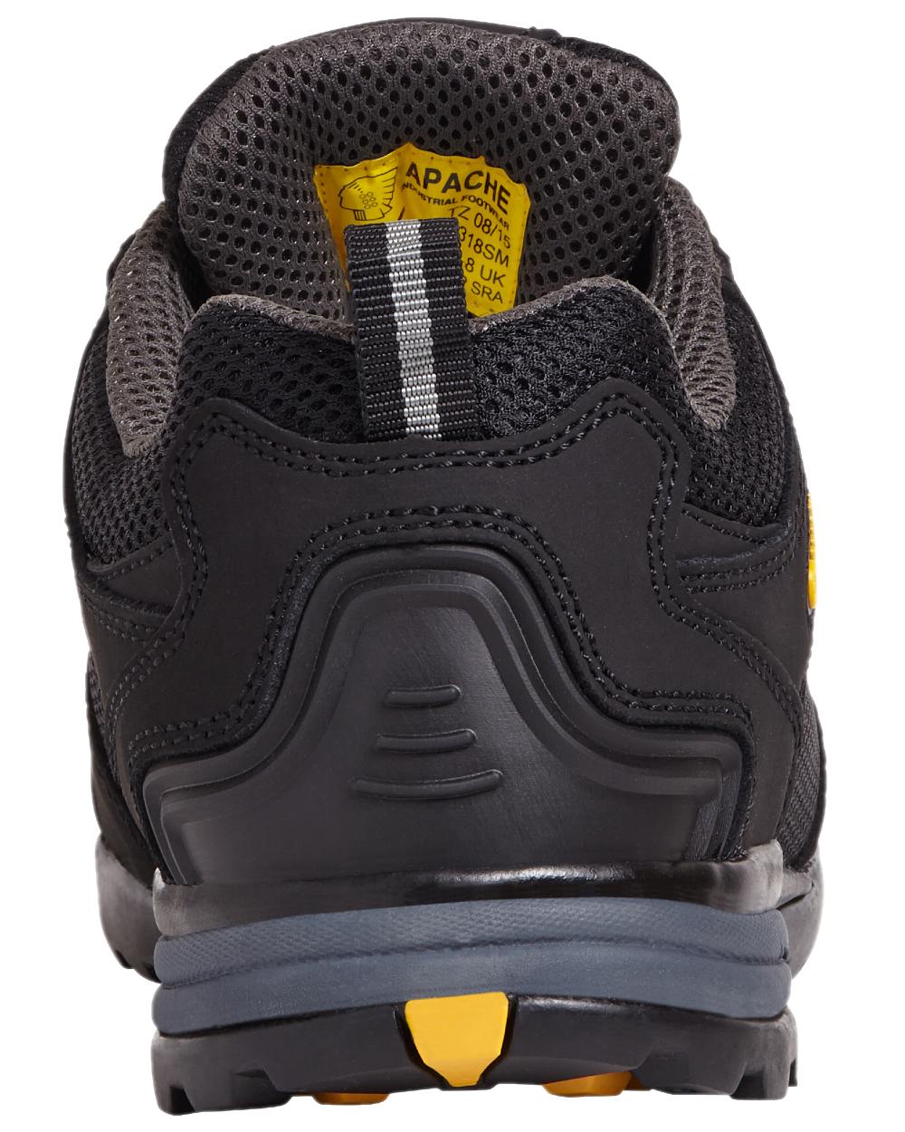 Black Coloured Apache Mens Safety Trainers on white background