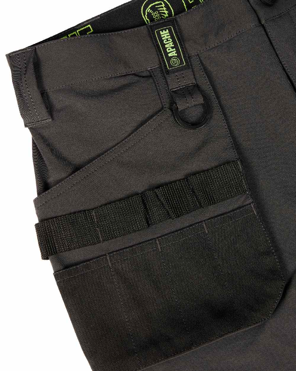 Grey Black Coloured Apache Mens Yellowknife Elasticated Hem 4 Way Stretch Trousers on white background