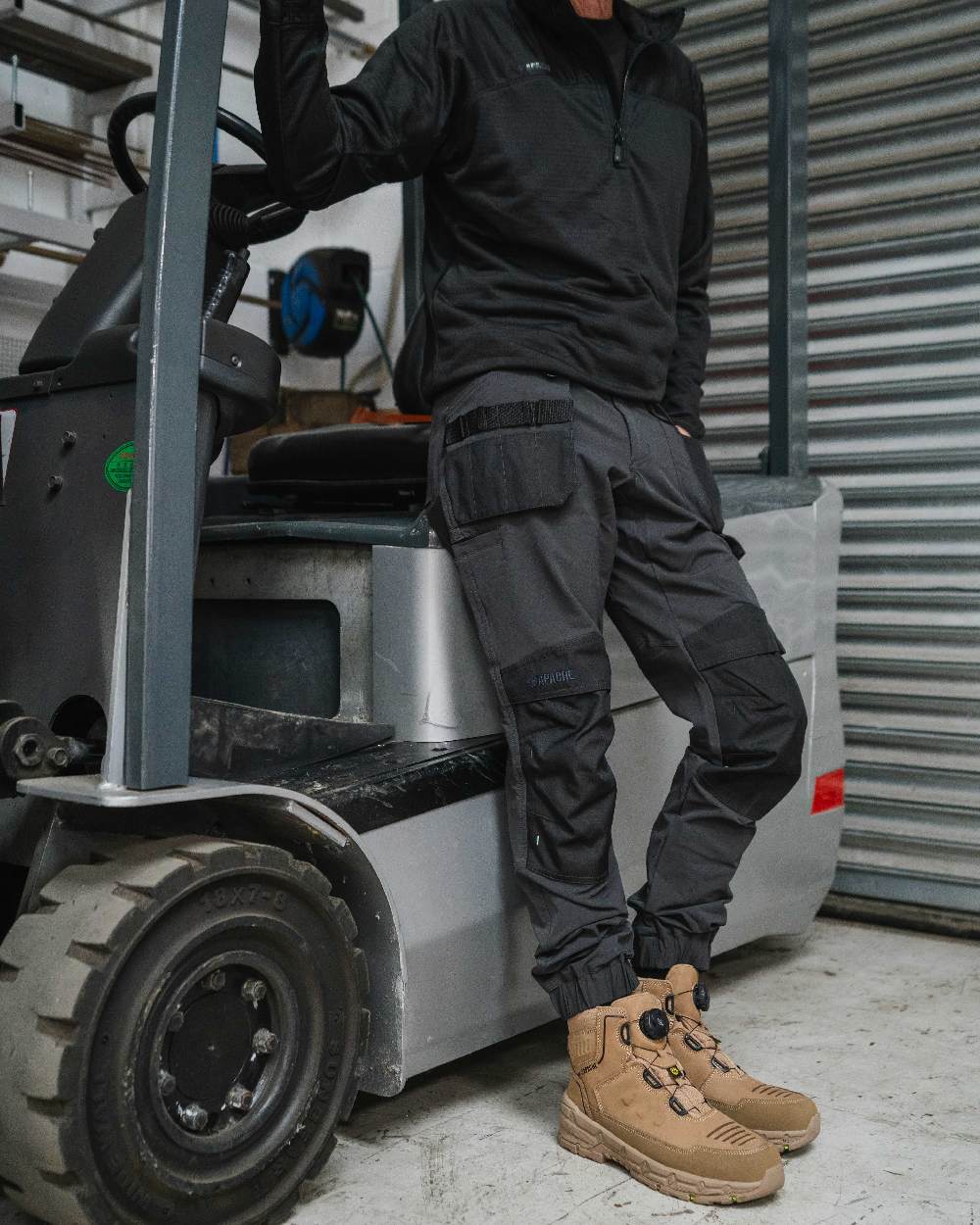 Stone Coloured Apache Mens Stonehenge Safety Boots on outdoor background