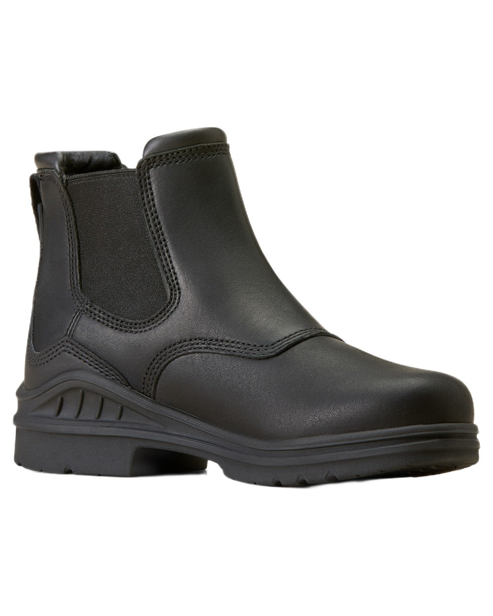 Black coloured Ariat Womens Barnyard Twin Gore II Waterproof Boot on white background