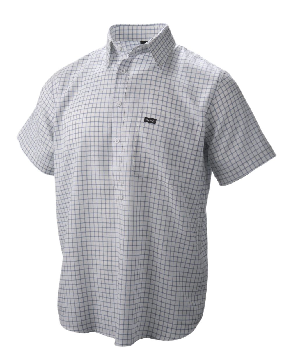 Cream Cool Blue Coloured Betacraft Mens Horizon Short-Sleeved Shirts on white background