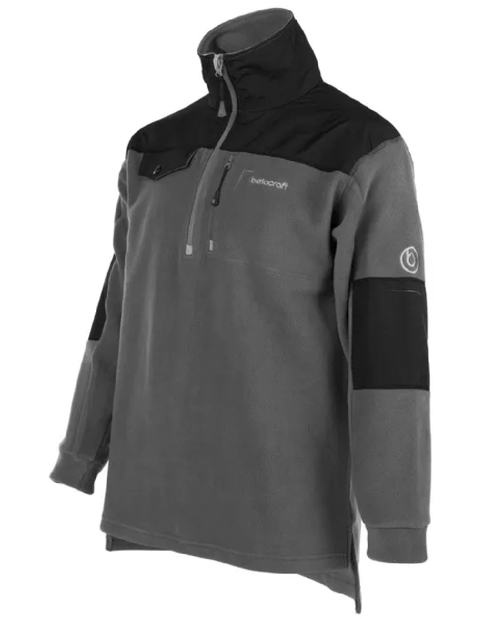 Grey Black coloured Betacraft Quest Fleece Half Zip Sweater on white background