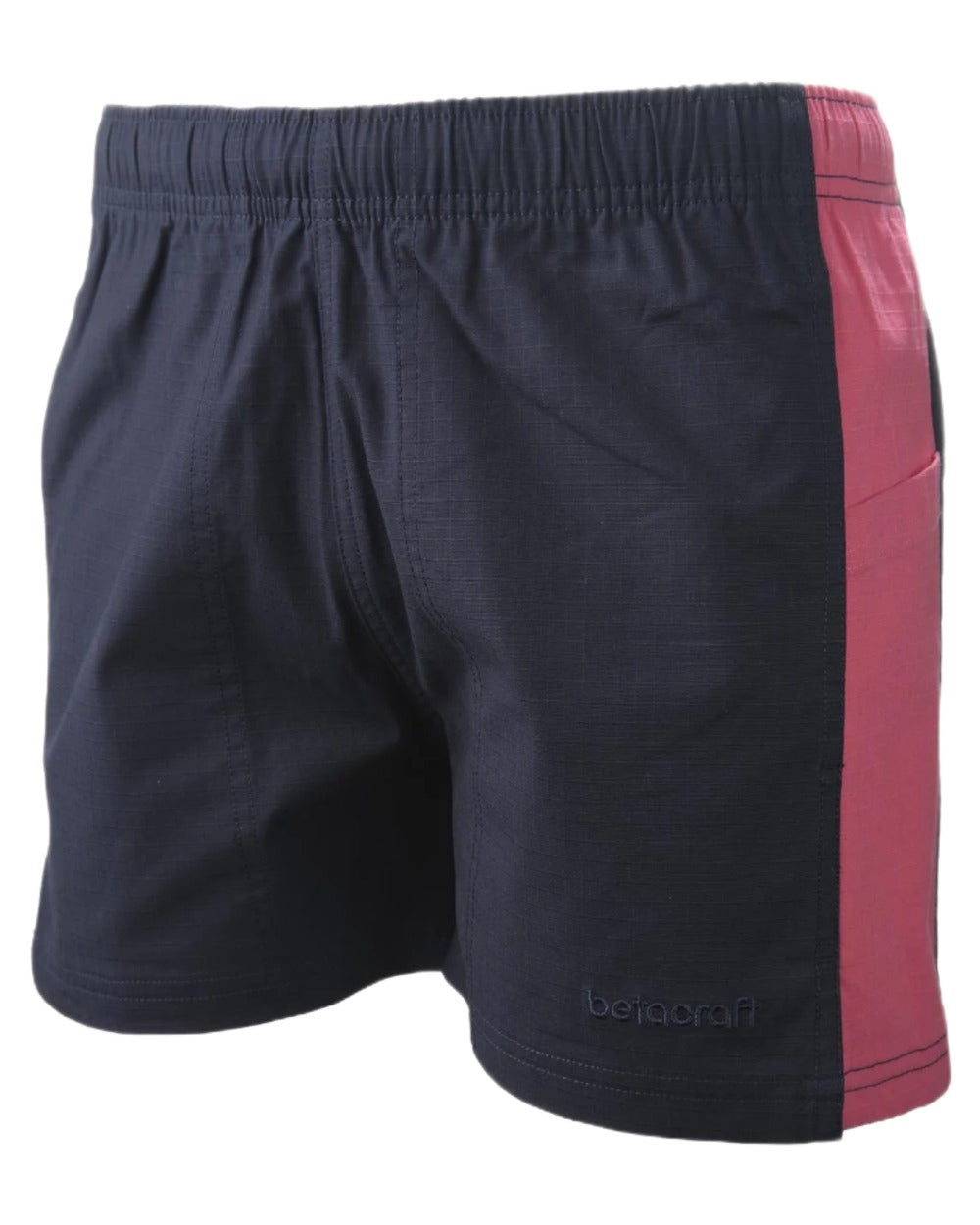 Dark Navy Hot Pink coloured Betacraft Station Shorts 3 on white background