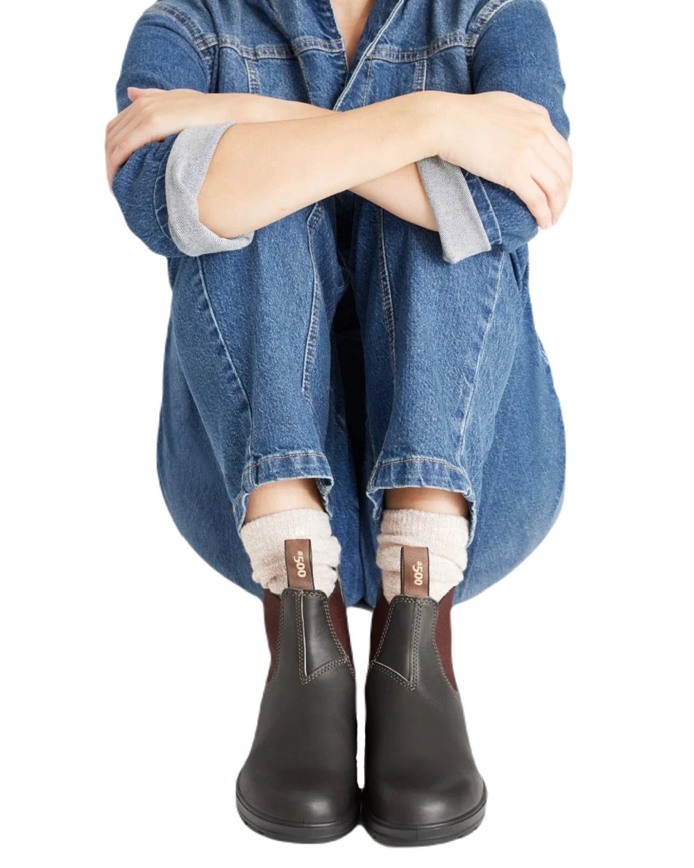 Stout Brown coloured Blundstone Original 500 Chelsea Boots on white background