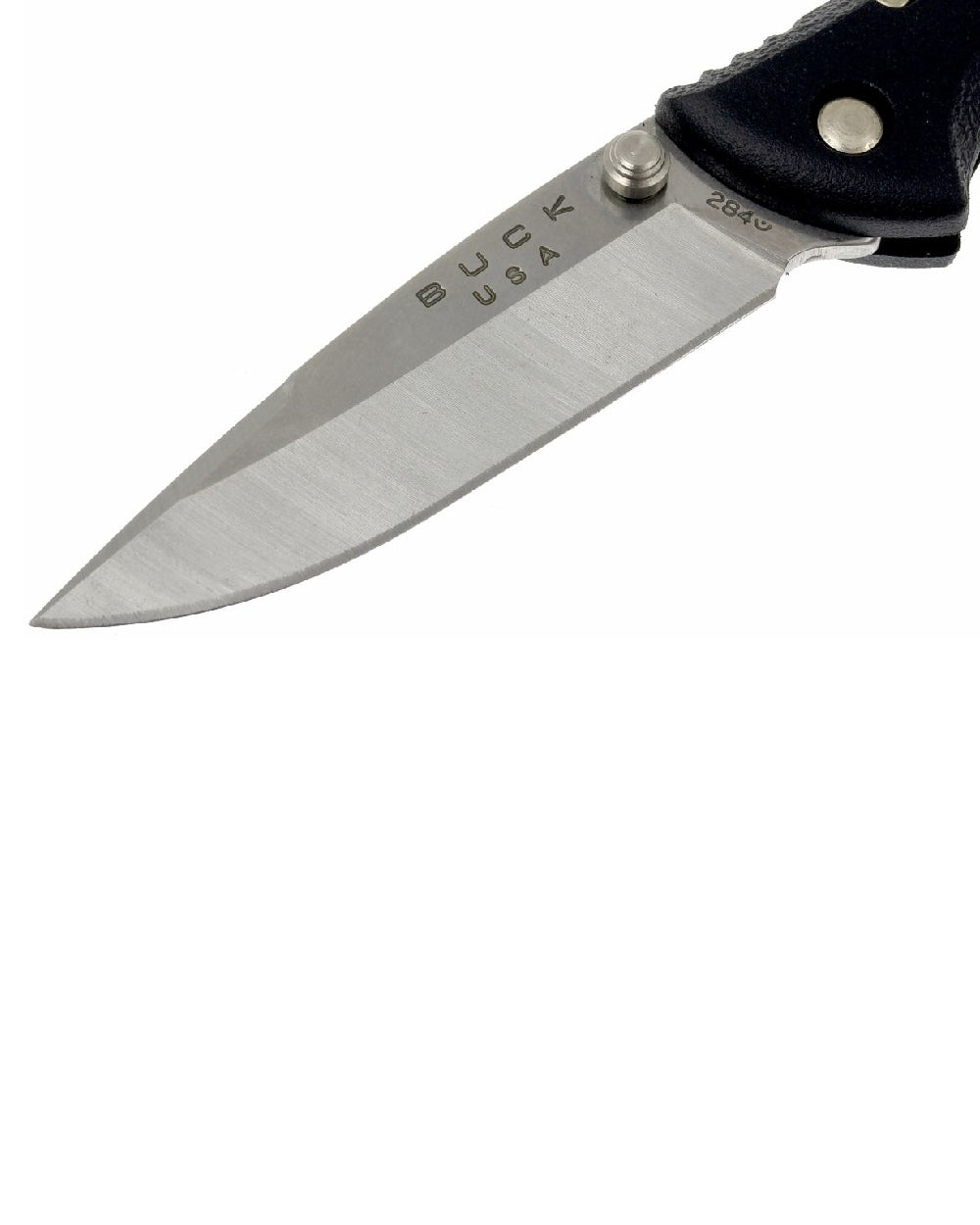 Black coloured Buck 284 Bantam BBW Knife on white background