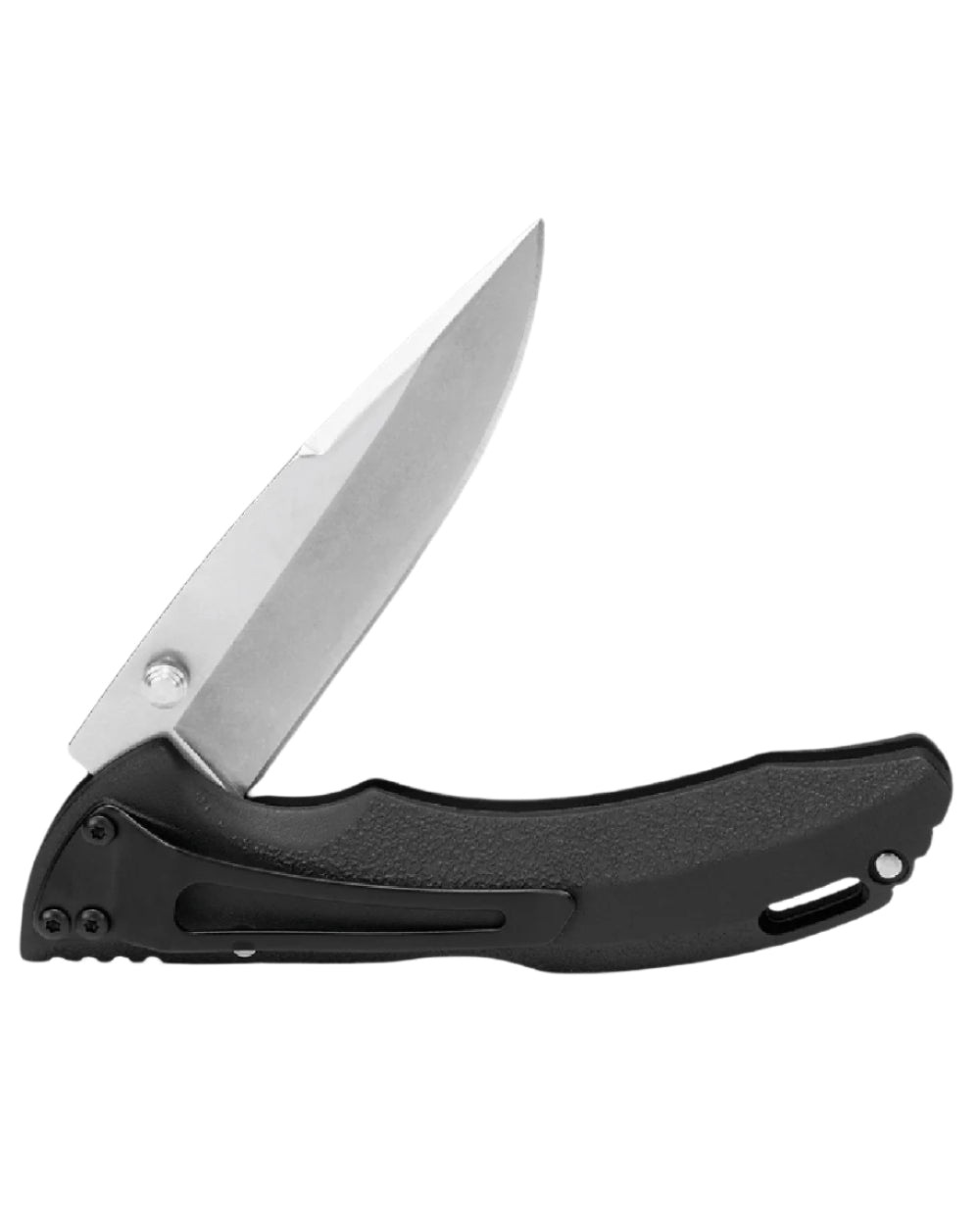 Black coloured Buck Bantam BLW Knife on white background