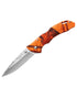 Orange Camo coloured Buck Bantam BLW Knife on white background