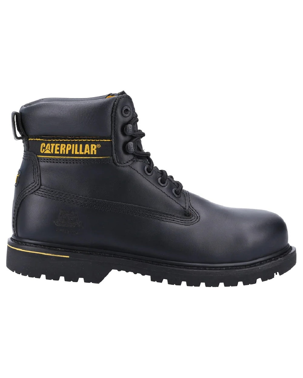Black coloured Caterpillar Holton SB Leather Safety Boot on white background