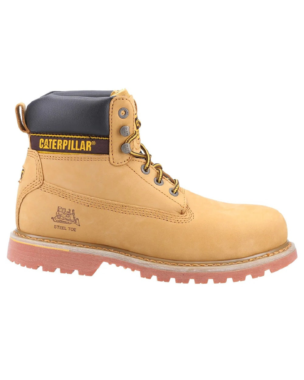 Honey coloured Caterpillar Holton SB Leather Safety Boot on white background