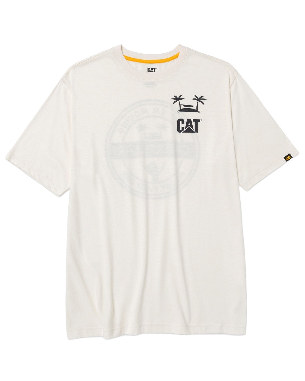 Vanilla Coloured Caterpillar Mens Graphic Tee on white background