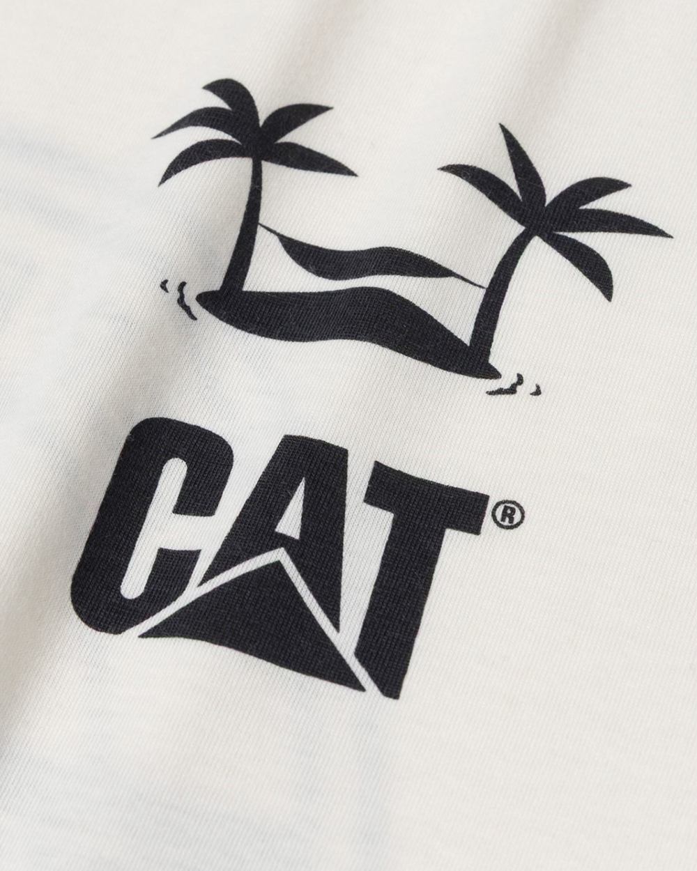 Vanilla Coloured Caterpillar Mens Graphic Tee on white background