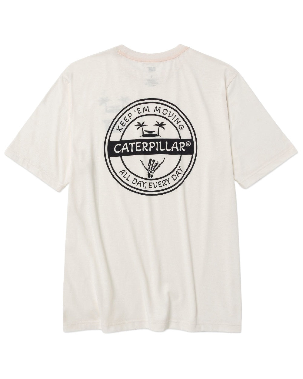 Vanilla Coloured Caterpillar Mens Graphic Tee on white background