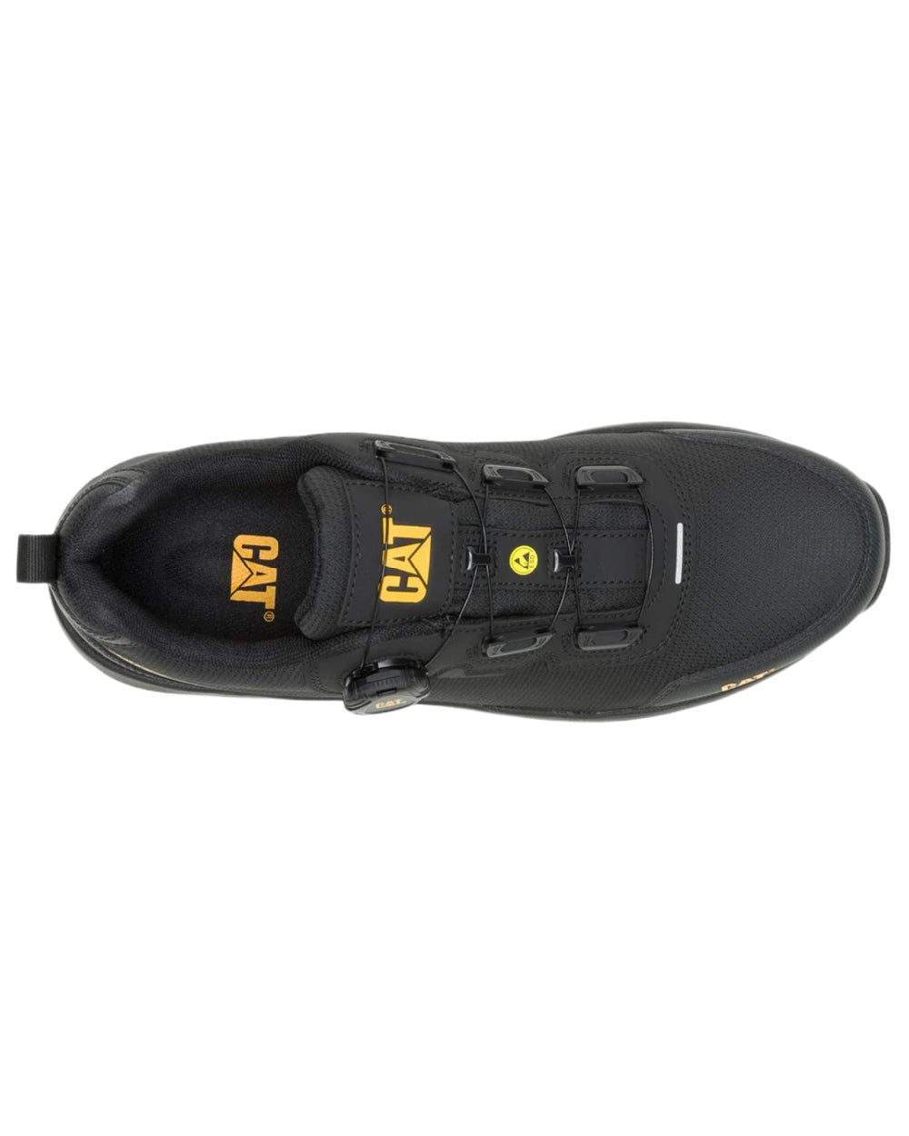 Black Coloured Caterpillar Mens Inductor Tech Low Safety Trainers on white background