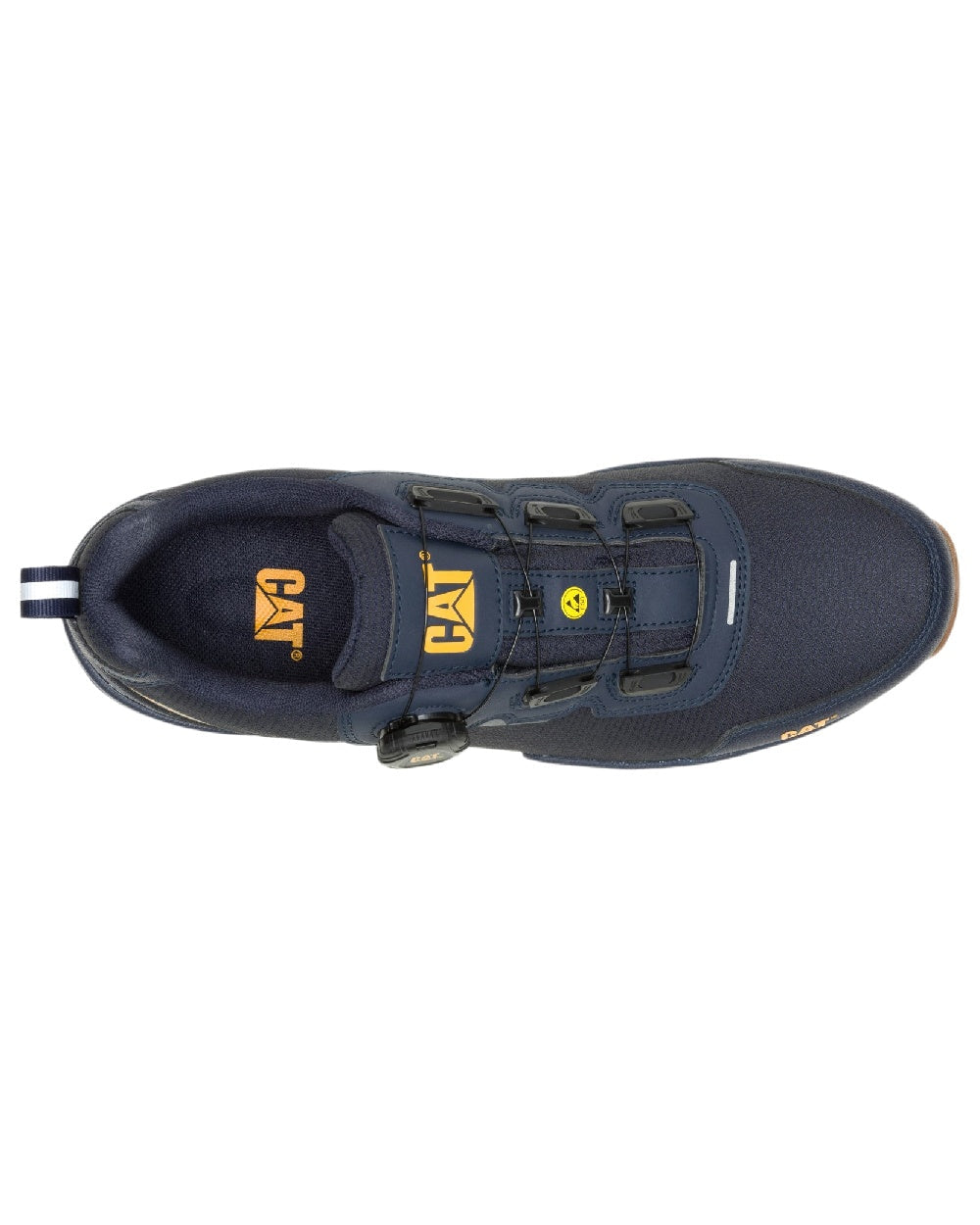 Navy Coloured Caterpillar Mens Inductor Tech Low Safety Trainers on white background