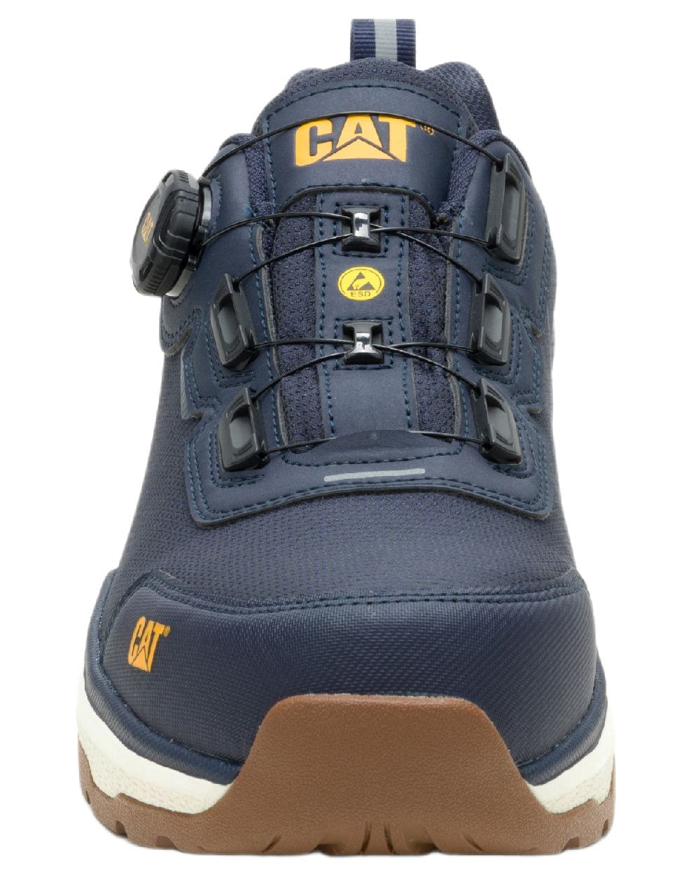 Navy Coloured Caterpillar Mens Inductor Tech Low Safety Trainers on white background