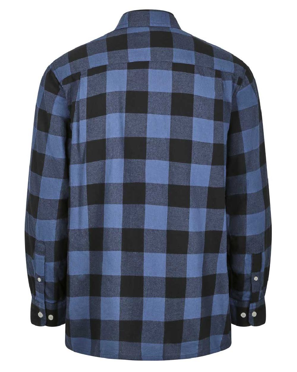 Blue coloured Champion Arran Long Sleeve Shirt on white background