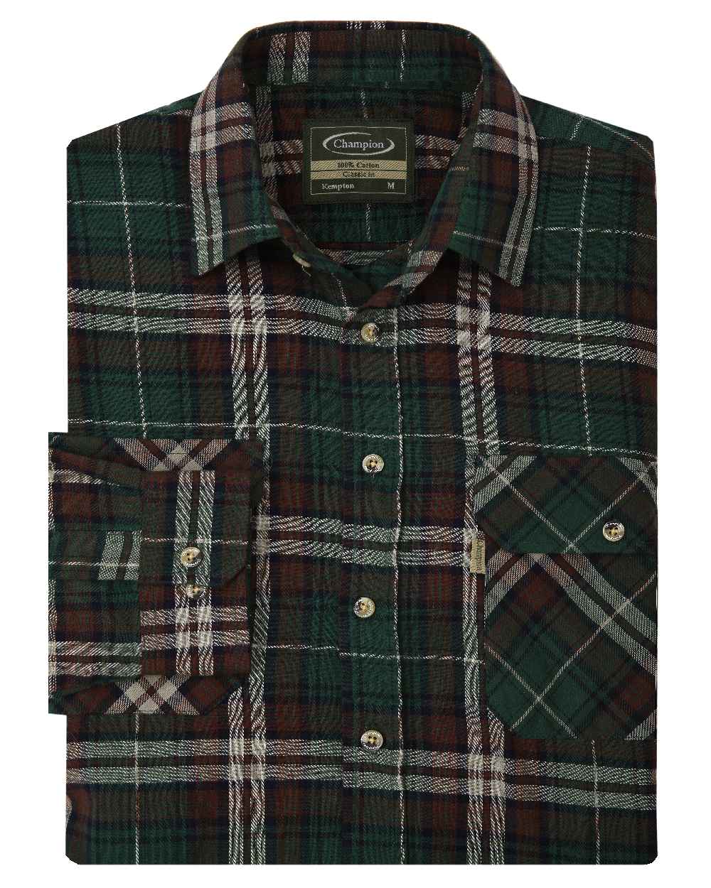 Green coloured Champion Kempton Work Shirt on white background