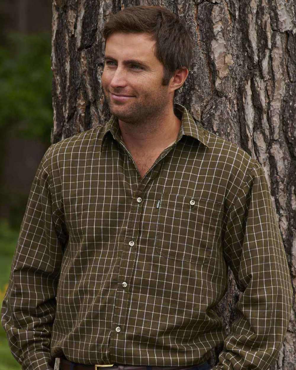 Green coloured Champion Milton Micro Fleece Lined Shirt on white background