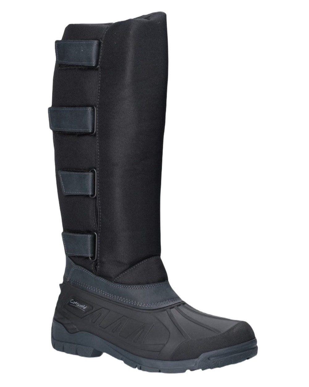 Black coloured Cotswold Mens Kemble Short Wellingtons on white background