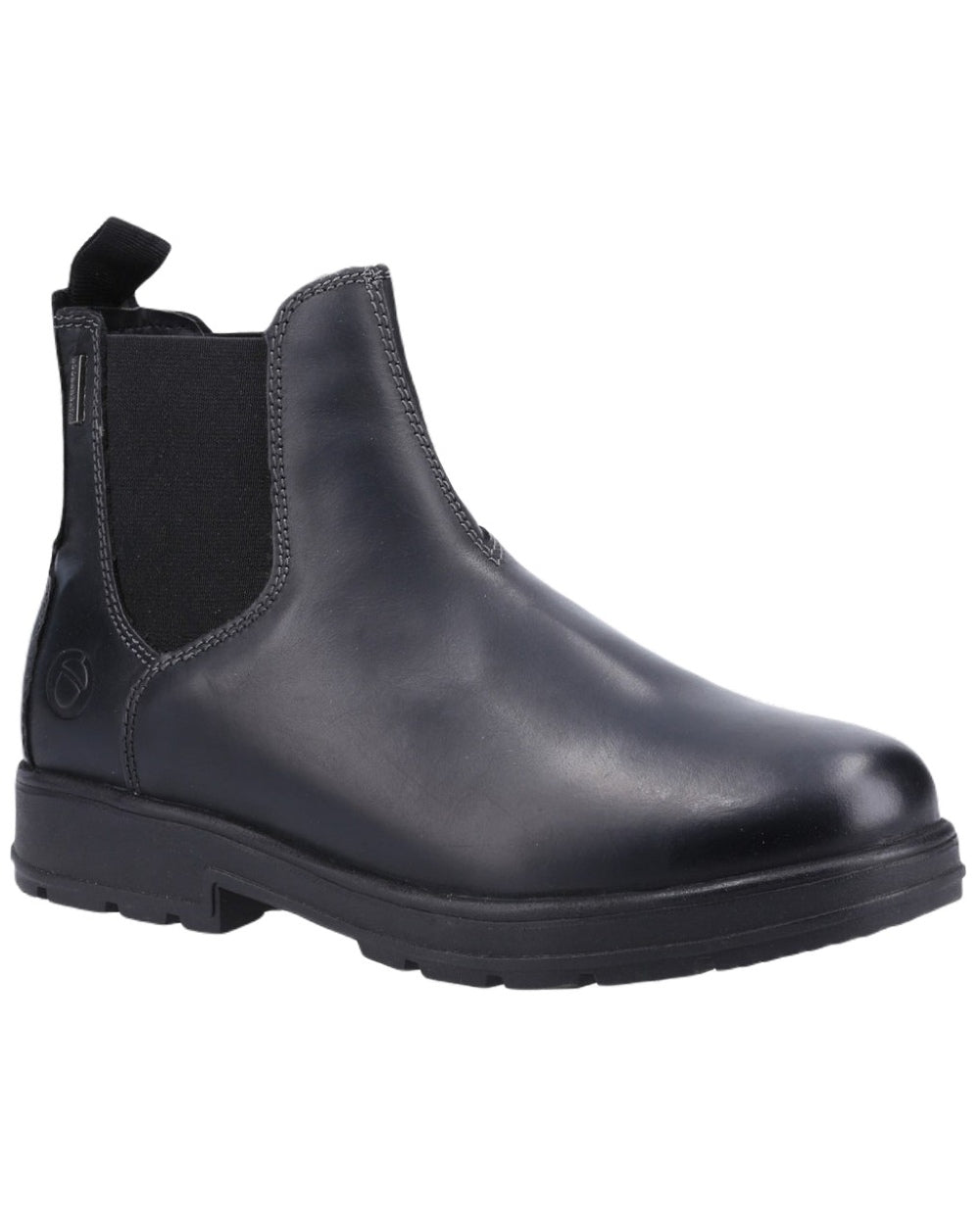 Black coloured Cotswold Farmington Chelsea Boots on white background