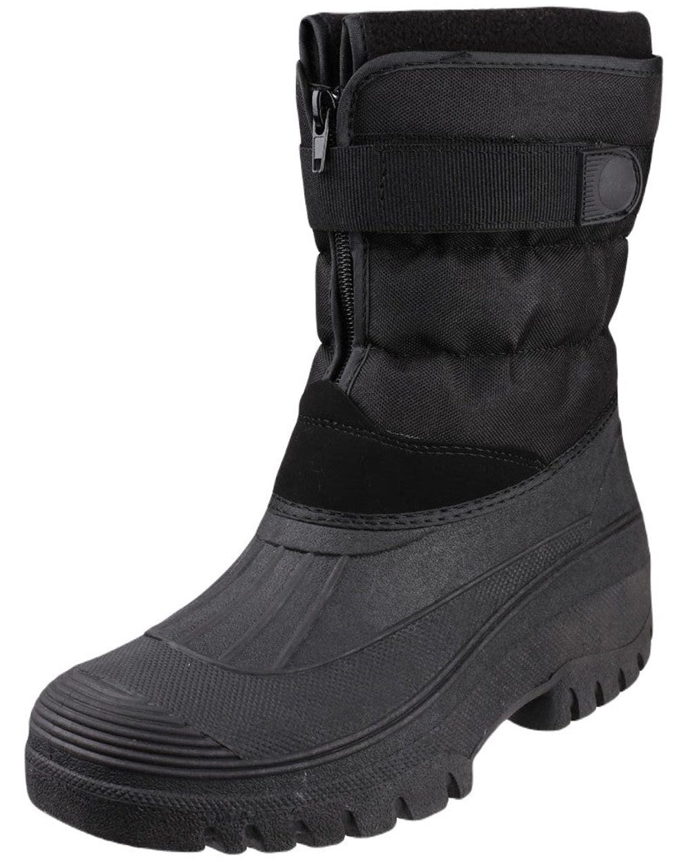 Black coloured Cotswold Mens Chase Zip Up Winter Boots on white background
