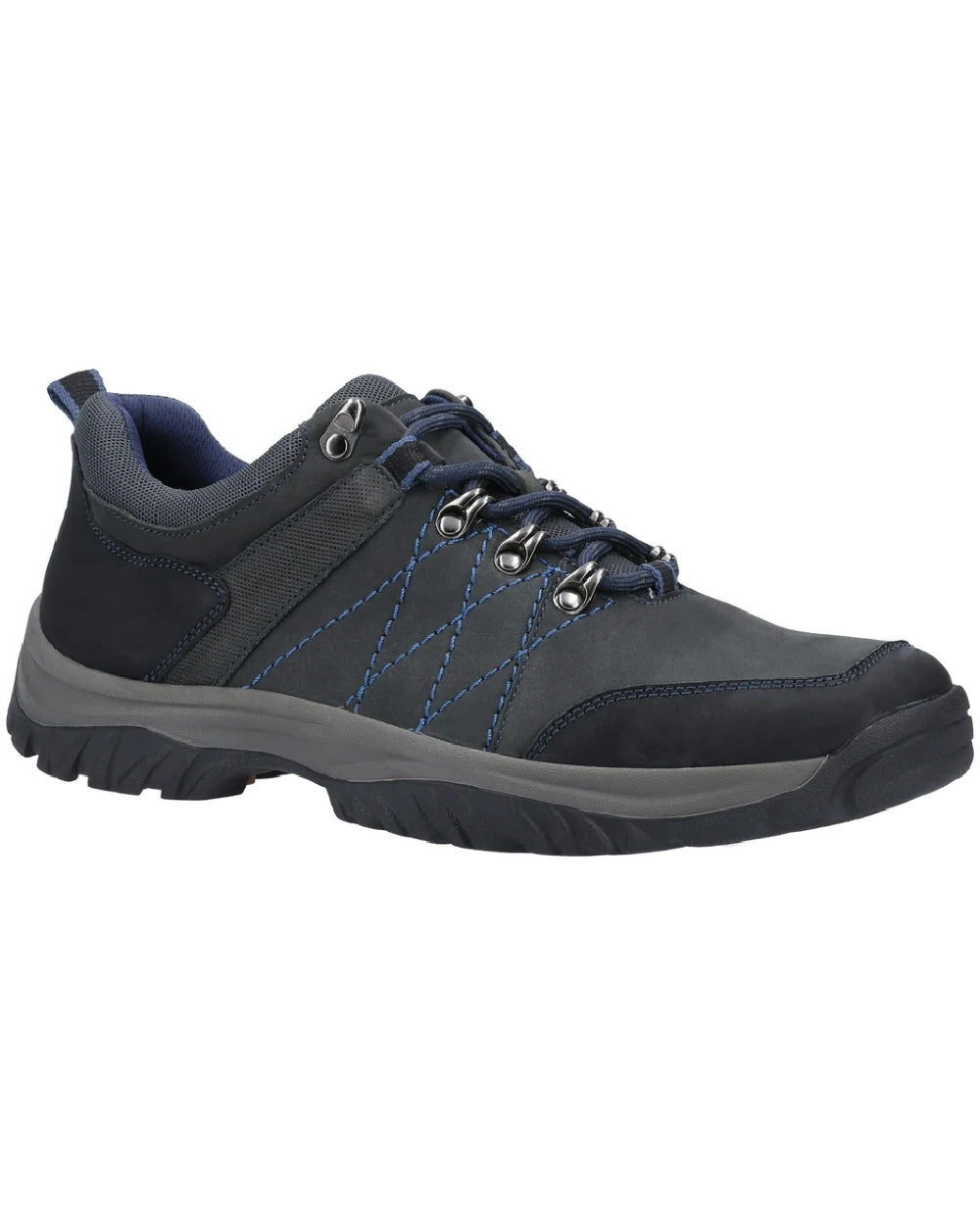 Navy coloured Cotswold Toddington Hiking Shoes on white background