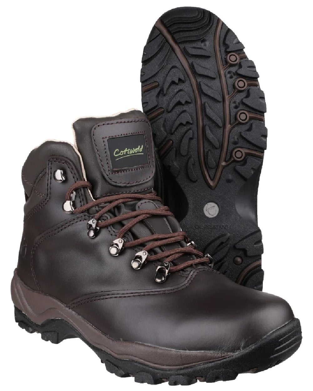 Brown coloured Cotswold Mens Winstone Boots on white background