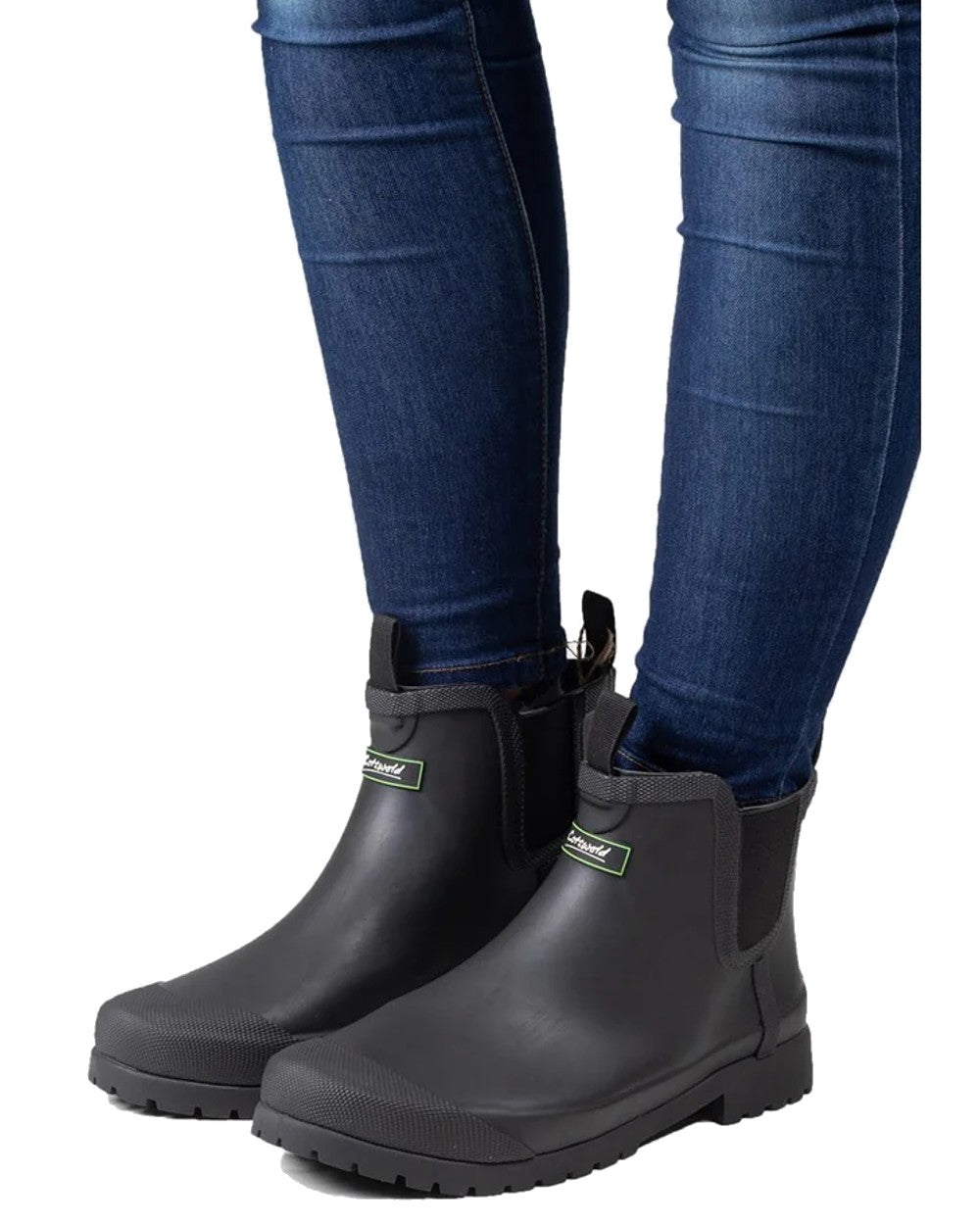 Black coloured Cotswold Womens Blenheim Waterproof Ankle Boots on white background